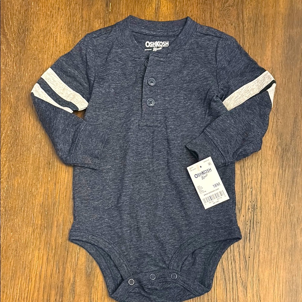 NWT 18M OshKosh B’gosh Blue Long Sleeve Baby Bodysuit